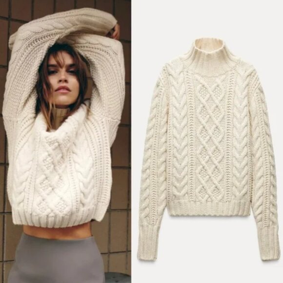 Zara Sweaters - Zara Cable Knit Turtleneck Sweater